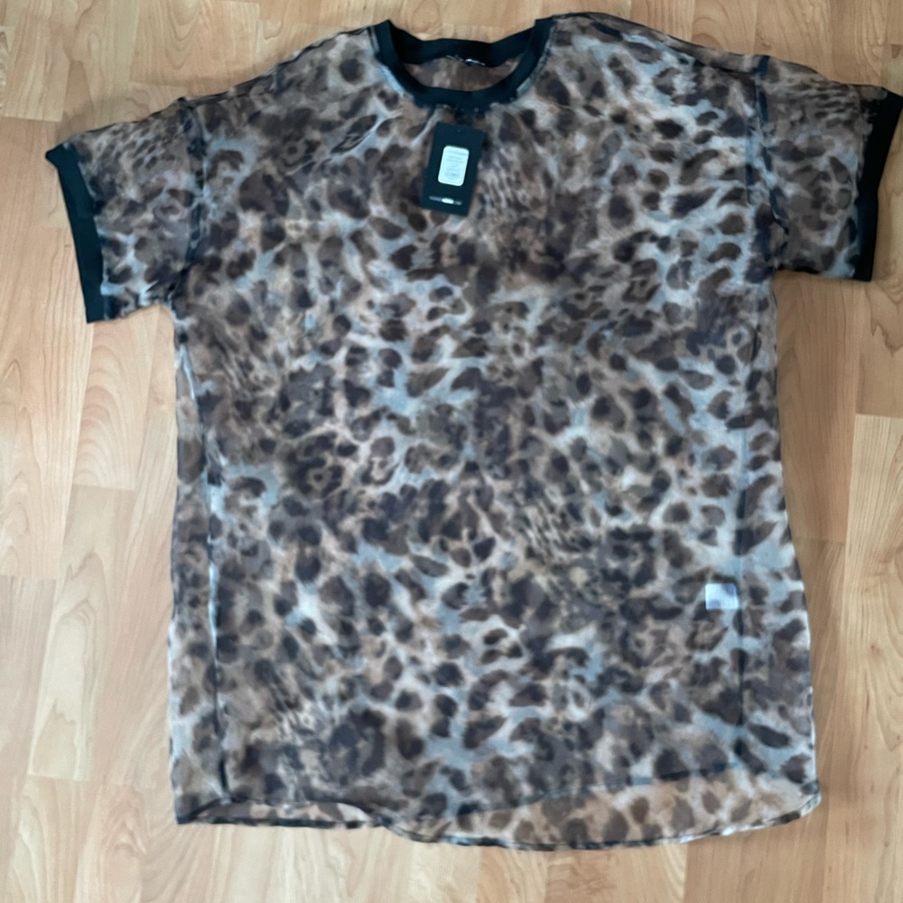 FashionNova Sheer Leopard Print Top - 1X